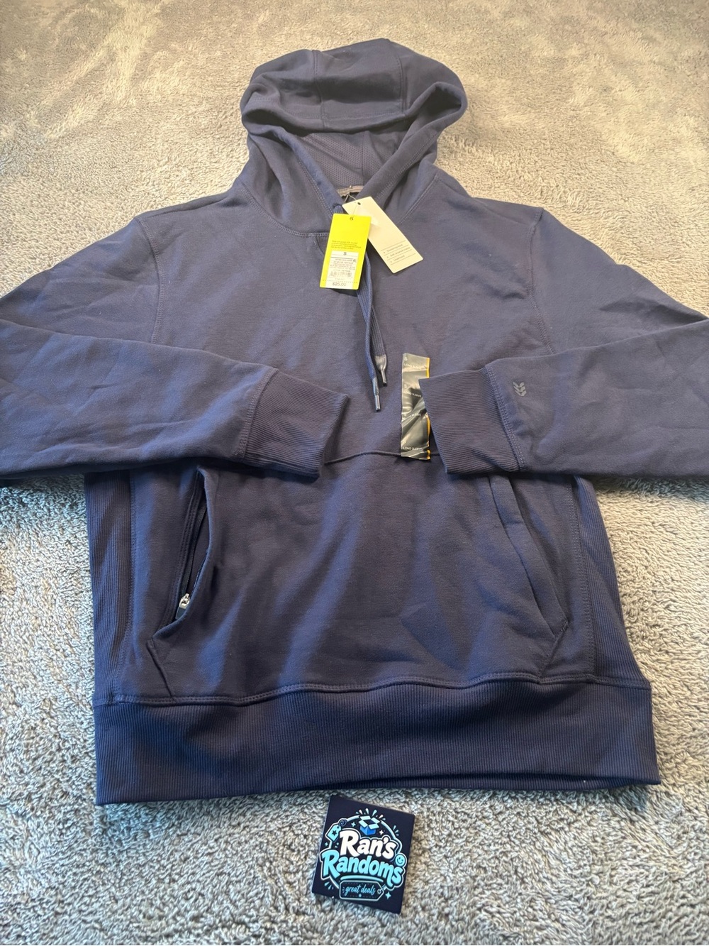 New All in Motion Menโs Cotton Fleece Hoodie Navy Blue Size S Pullover NWT